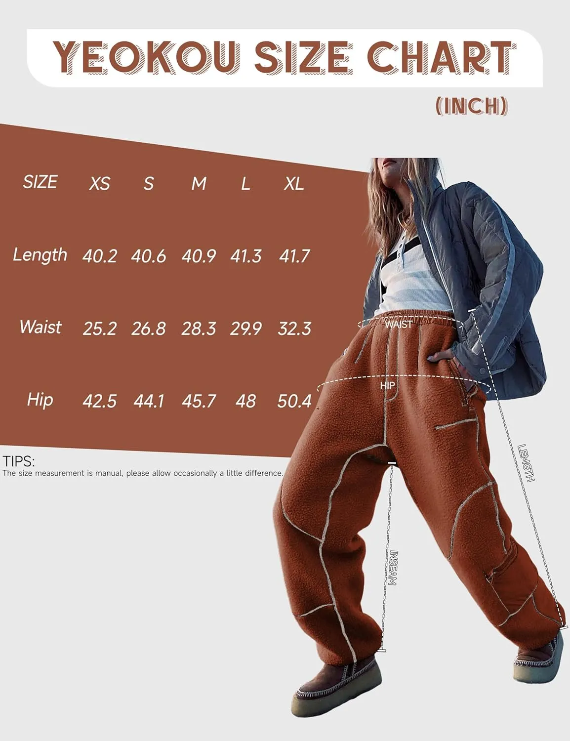 Yeokou Womens Sherpa Fleece Lined Sweatpants Joggers Winter Warm Outdoor Lounge Pants Multi Pockets